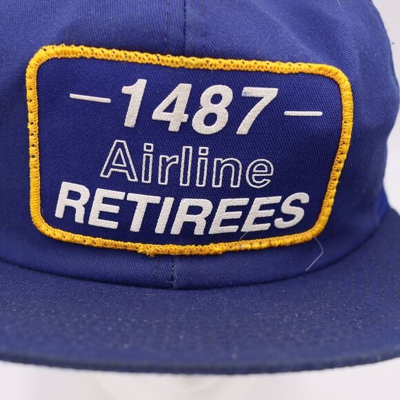 Airline Retirees 1487 Vintage Navy Blue Trucker Mesh Snapback Flight Cap Hat - Picture 2 of 11